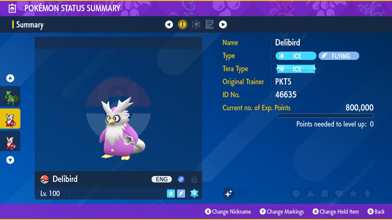 Shiny DELIBIRD Pokémon Scarlet Violet 6IV Competitive Battle Ready Pokémon card photo