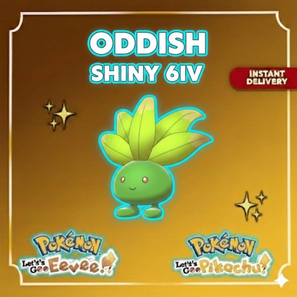 Shiny ODDISH Pokémon Lets Go Pikachu Eevee 6IV Competitive Battle Ready – Pokémon Let's Go Pokémon card photo