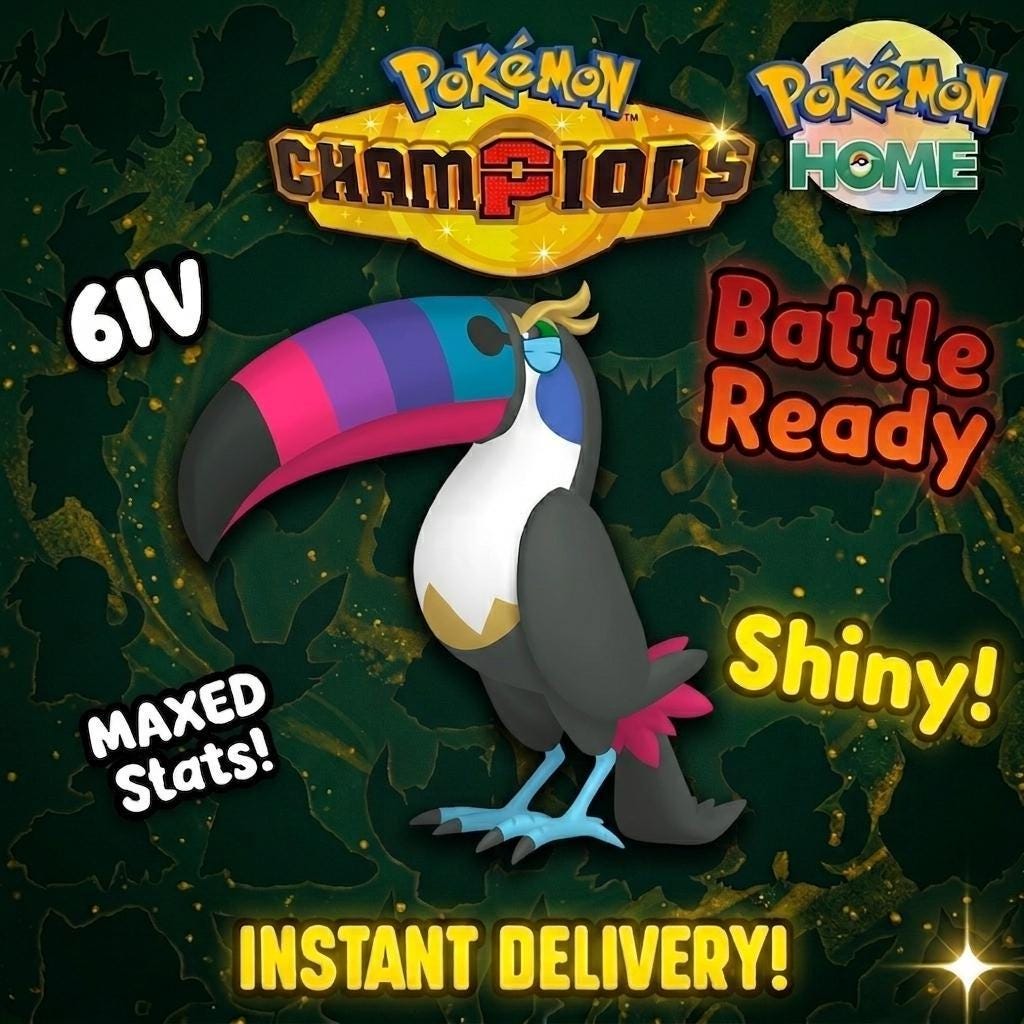 Shiny Toucannon Pokémon Champions 6IV Competitive Battle Ready – Champions Pokémon card photo