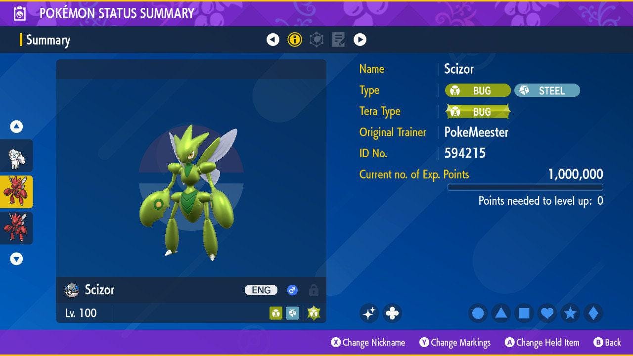 Shiny SCIZOR Pokémon Scarlet and Violet 6IV Competitive Battle Ready – Scarlet & Violet Pokémon card photo