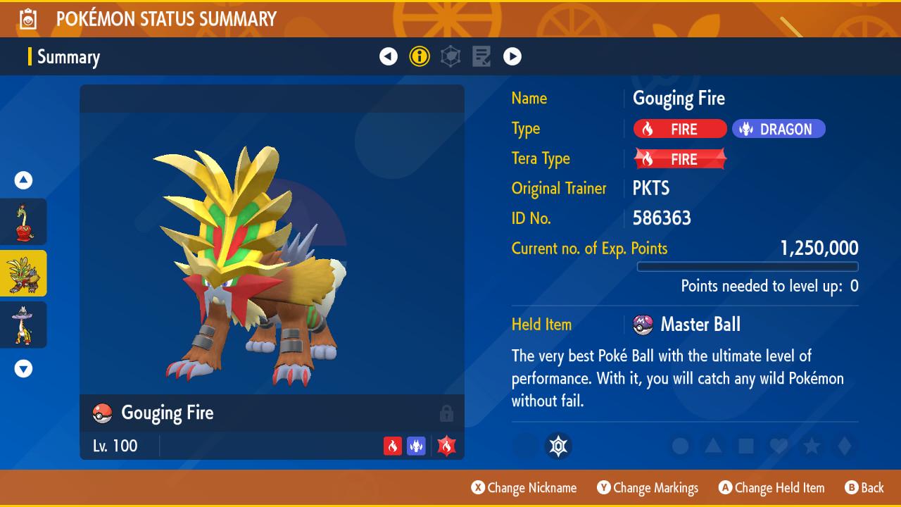 Foto de la carta Pokémon Non Shiny COLMILLO FERROZ con EVs Entrenados Escarlata Púrpura Pokémon Listo para el Combate Competitivo Bonus Shiny Gratis Entrega Rápida