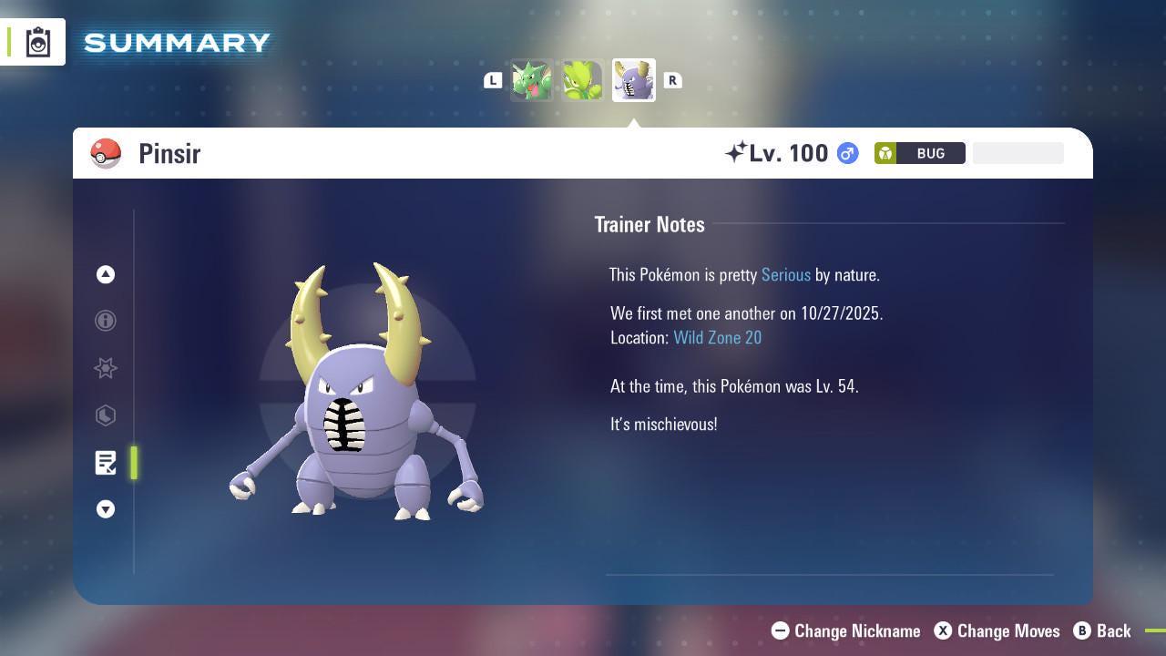 Фото покемона Shiny PINSIR Pokémon Legends ZA 6IV Готовый к соревновательным битвам 4