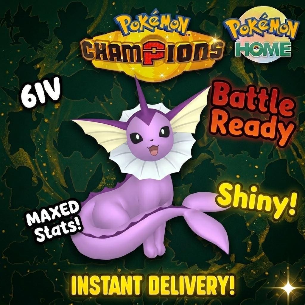 Shiny Vaporeon Pokémon Champions 6IV Competitive Battle Ready – Champions Pokémon card photo