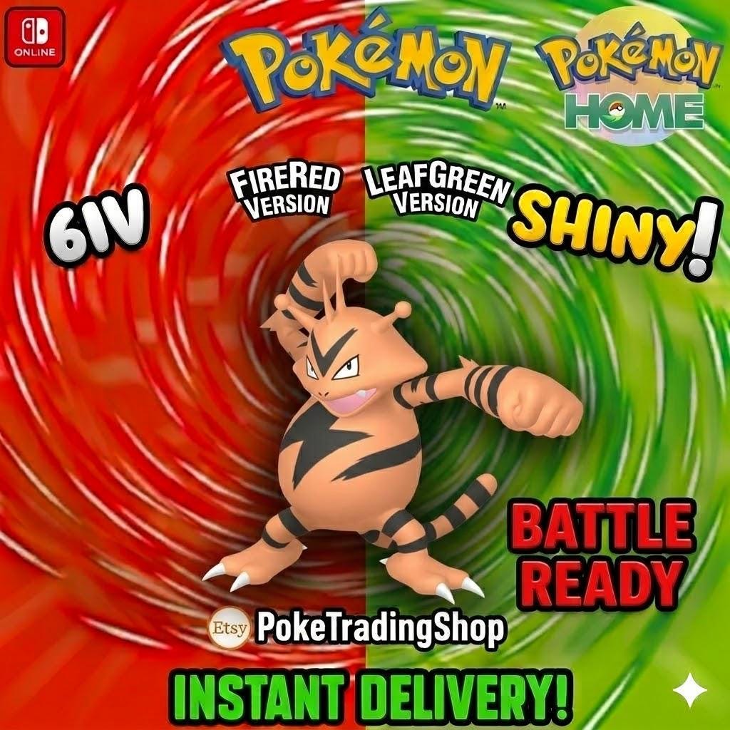 Foto de la carta Pokémon ELECTABUZZ VARIOCROMÁTICO Pokémon Rojo Fuego Verde Hoja 6IV Competitivo Listo para la Batalla
