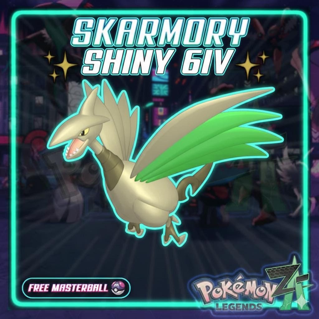 Shiny SKARMORY Pokémon Legends ZA 6IV Competitive Battle Ready Pokémon card photo