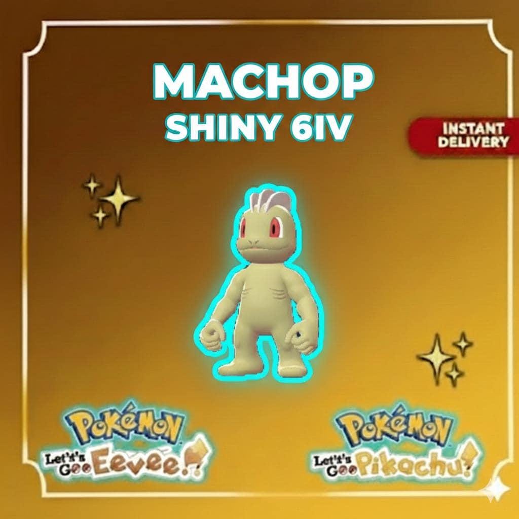 Shiny MACHOP Pokémon Lets Go Pikachu Eevee 6IV Competitive Battle Ready – Pokémon Let's Go Pokémon card photo