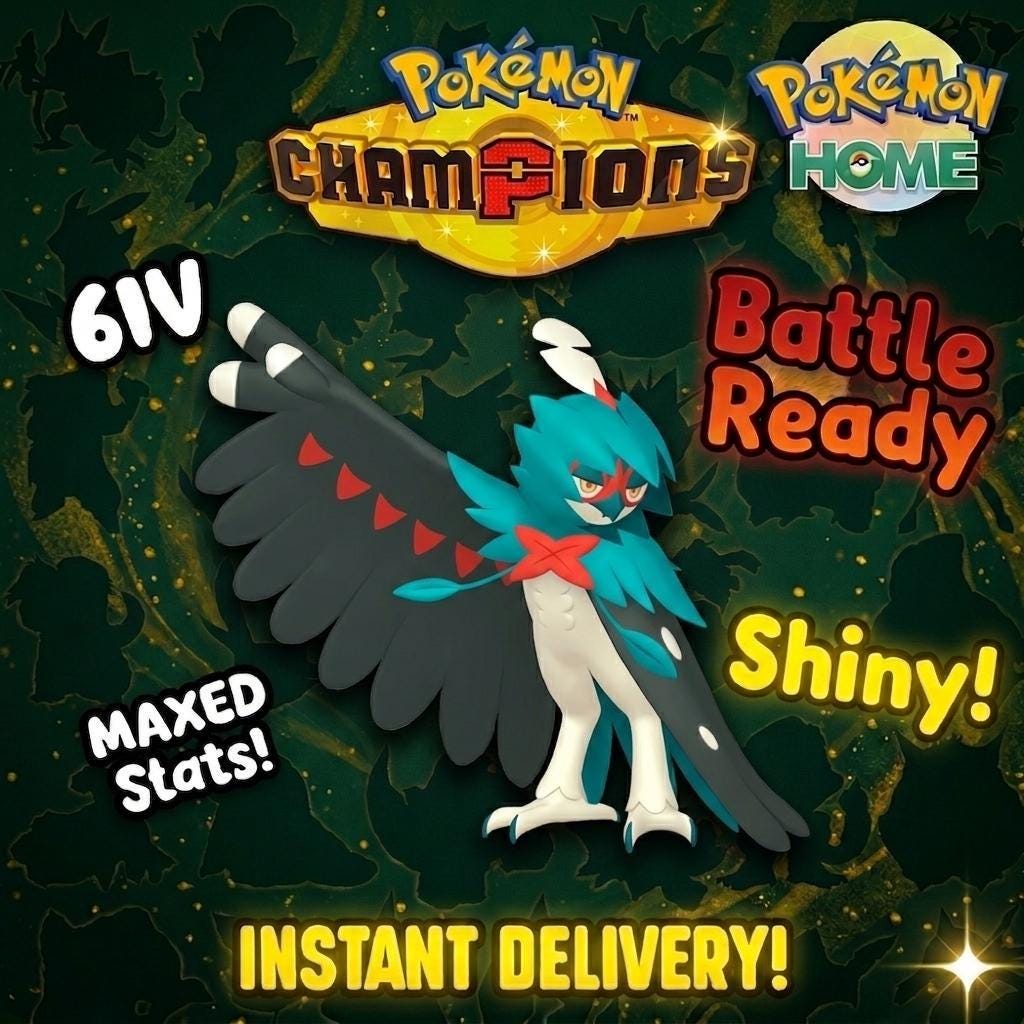 Shiny Decidueye Pokémon Champions 6IV Competitive Battle Ready – Champions Pokémon card photo