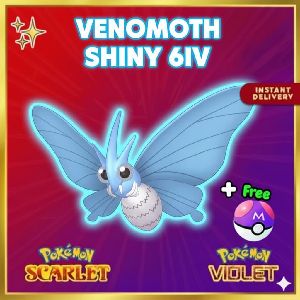 Pokemon Scarlet and Violet Shiny VENOMOTH 6IV Competitive Battle Ready Pokémon card photo