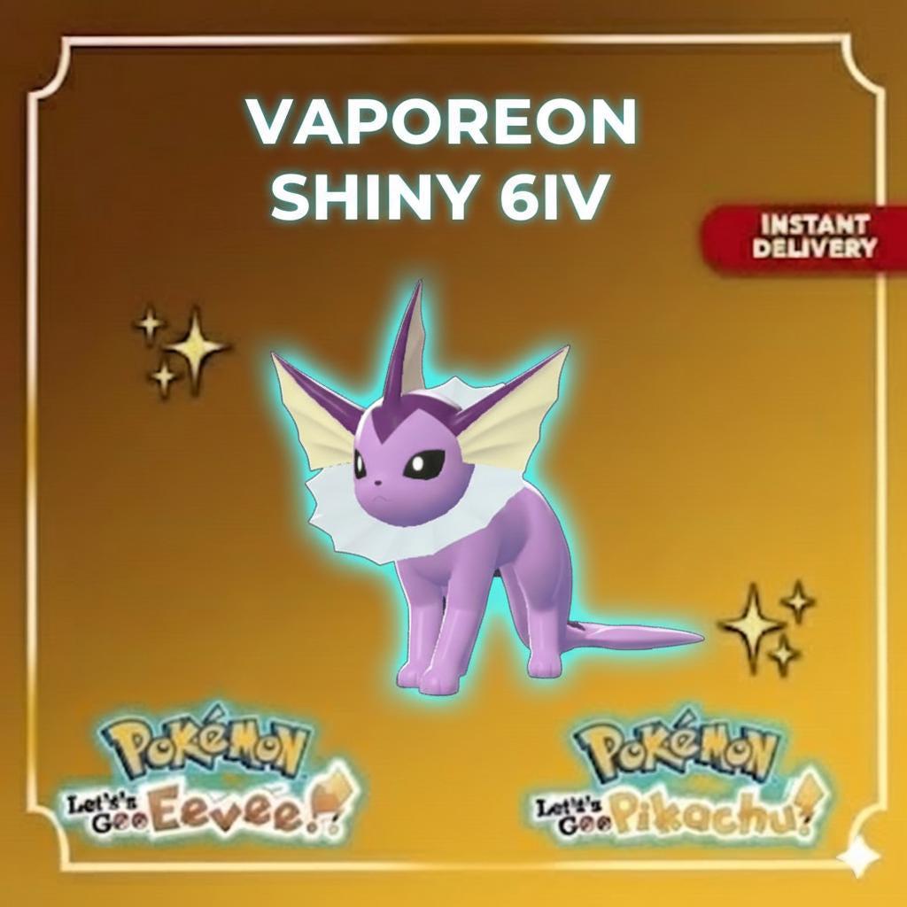Shiny Vaporeon Lets Go Pikachu Eevee 6IV Competitive Battle Ready – Pokémon Let's Go Pokémon card photo
