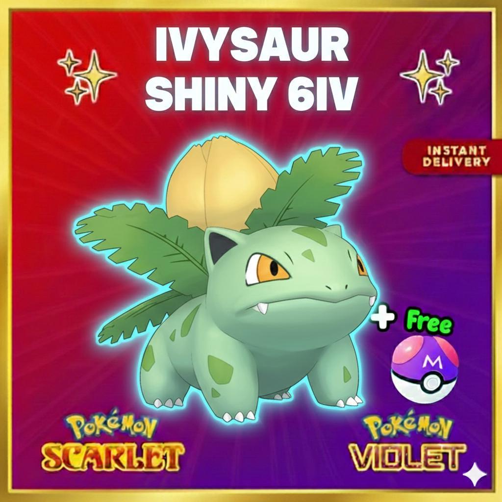 Pokemon Scarlet Violet Shiny IVYSAUR Battle Ready Ev Trained Custom OT Any Held Item Sv Trade Fast Delivery Pokémon card photo