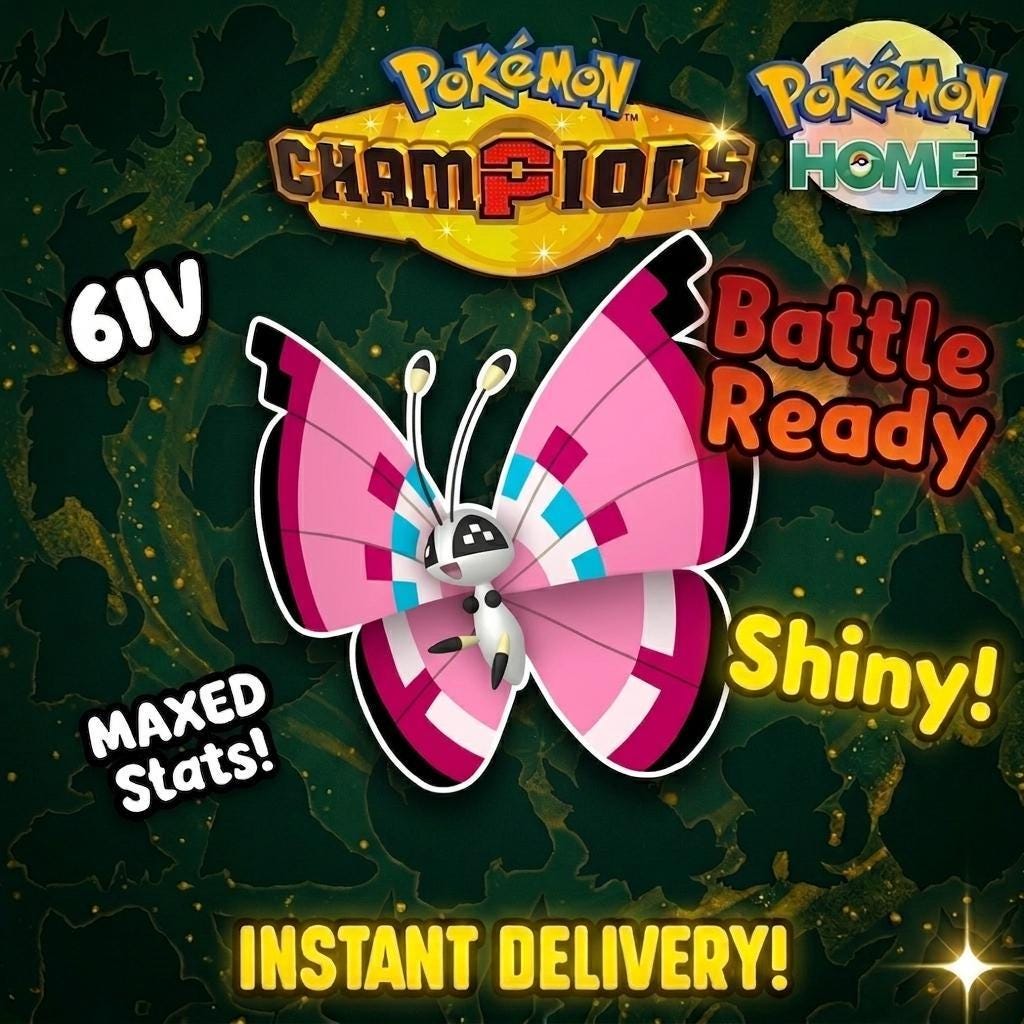 Shiny Vivillon Pokémon Champions 6IV Competitive Battle Ready – Champions Pokémon card photo