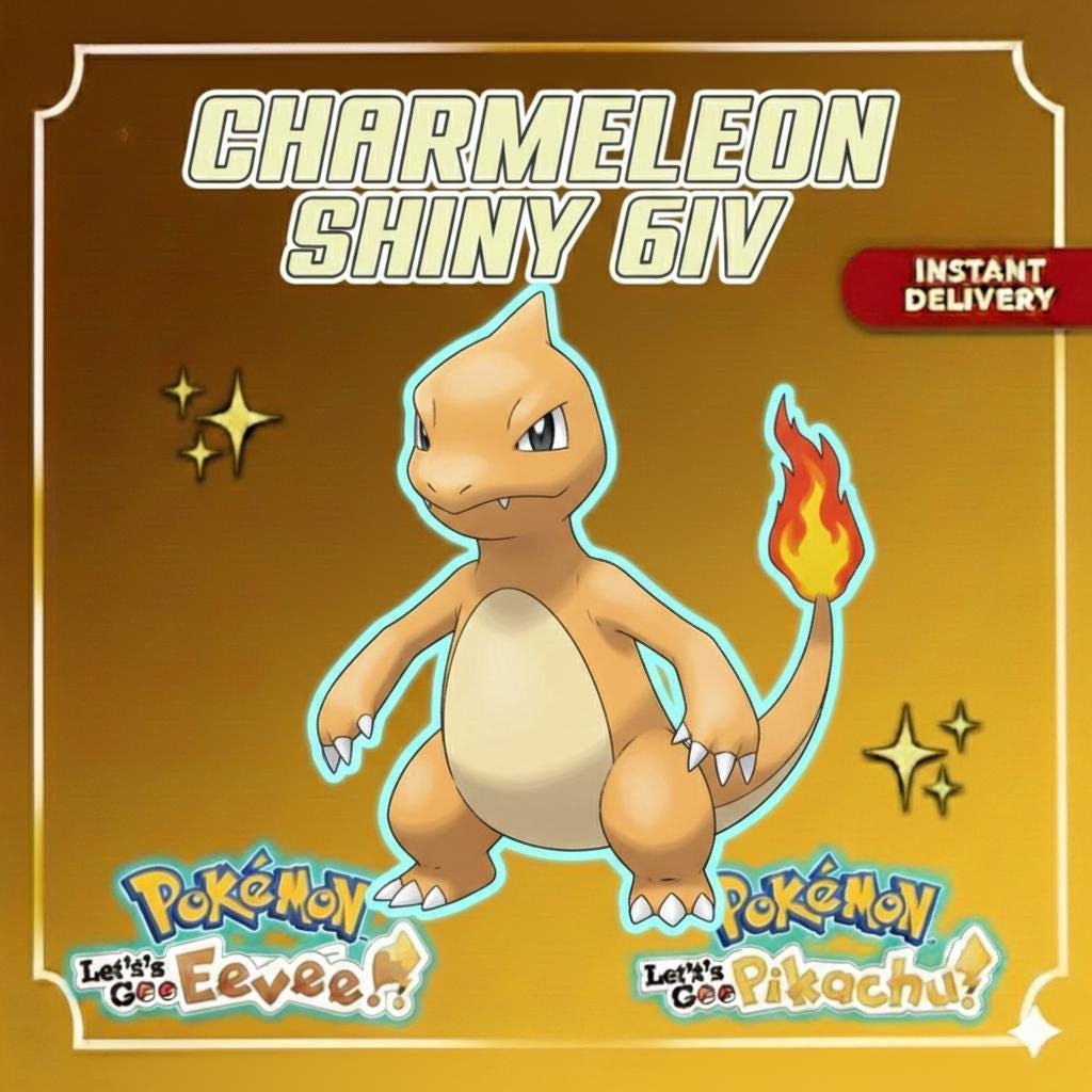 Shiny CHARMELEON Pokémon Lets Go Pikachu Eevee 6IV Competitive Battle Ready – Pokémon Let's Go Pokémon card photo