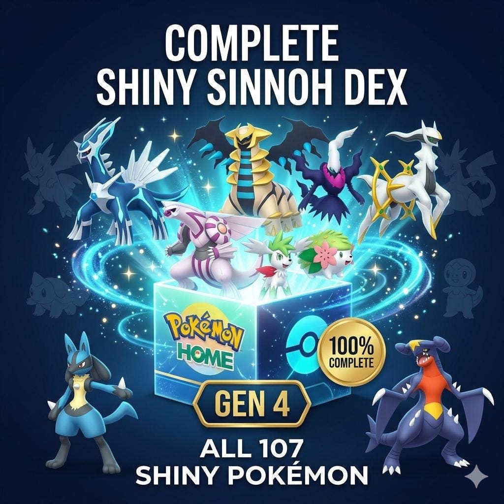 Pokemon HOME 6IV Shiny SINNOH POKEDEX Pokemon Scarlet Violet Pokemon Sword Shield, Pokemon Lets Go, Pokemon BdSp, Pokemon Legends Arceus Pokémon card photo
