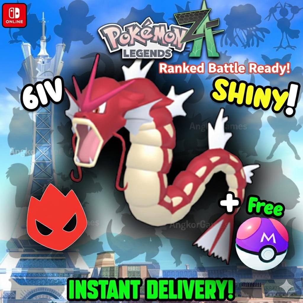 Shiny Alpha Gyarados Pokémon Legends ZA 6IV Competitive Battle Ready Pokémon card photo