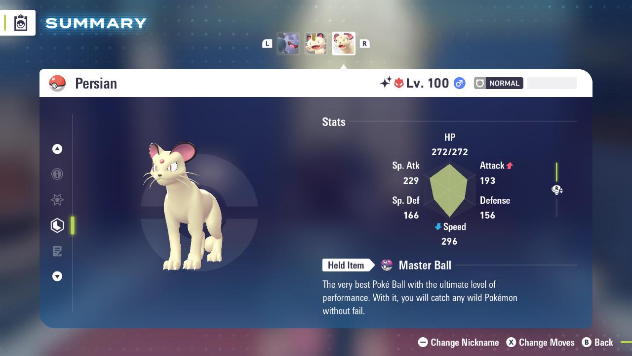 Foto de la carta Pokémon Shiny Alpha Persian Pokemon Legends Za Mega Dimensión DLC 6IV Competitivo Listo para la Batalla 2