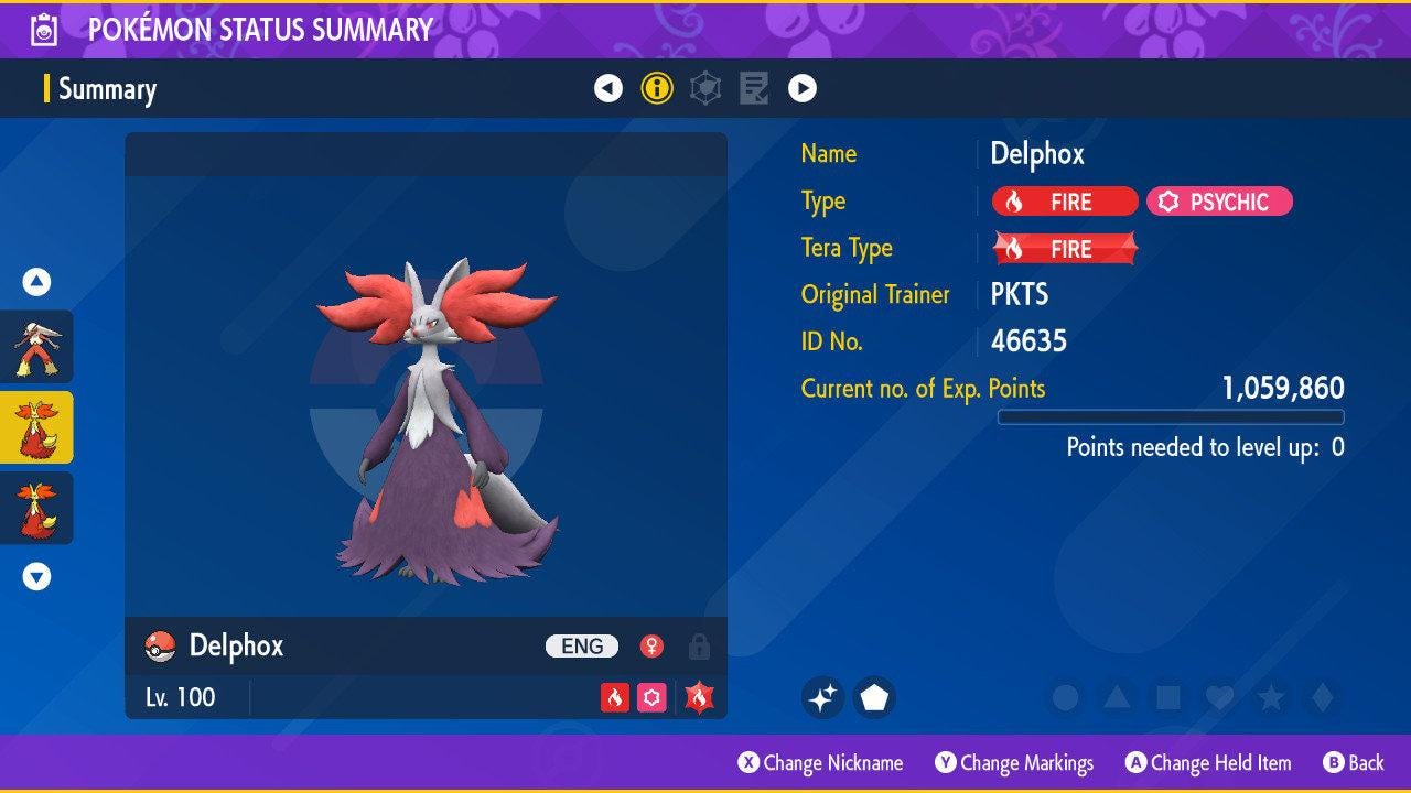 Shiny DELPHOX Pokémon Scarlet Violet 6IV Competitive Battle Ready – Scarlet & Violet Pokémon card photo