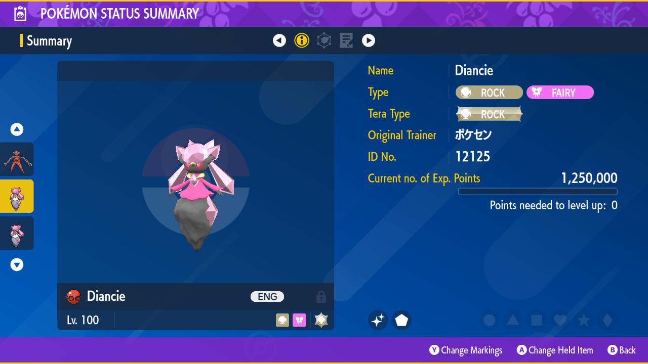 Shiny DIANCIE Pokémon Scarlet and Violet 6IV Competitive Battle Ready Pokémon card photo 2
