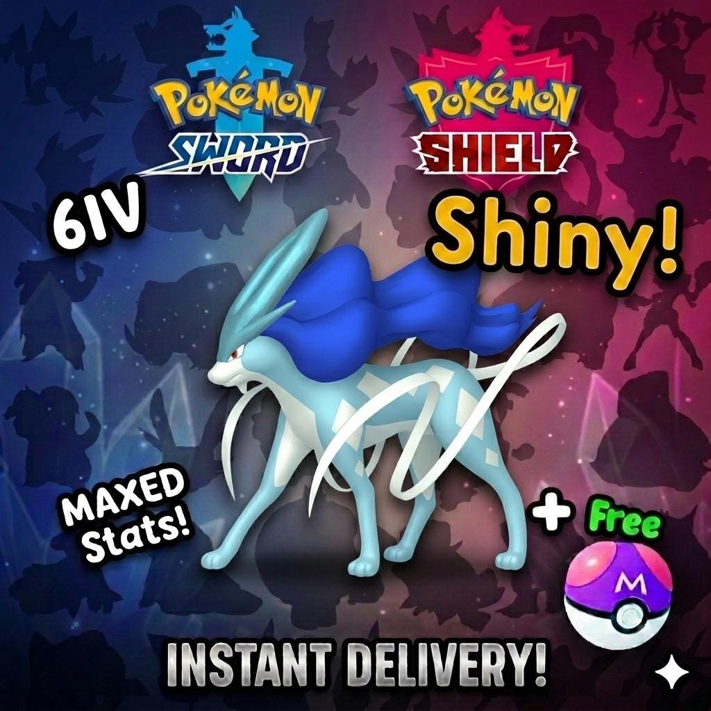 Shiny SUICUNE Pokemon Sword Shield 6IV Competitive Battle Ready – Sword & Shield Pokémon card photo