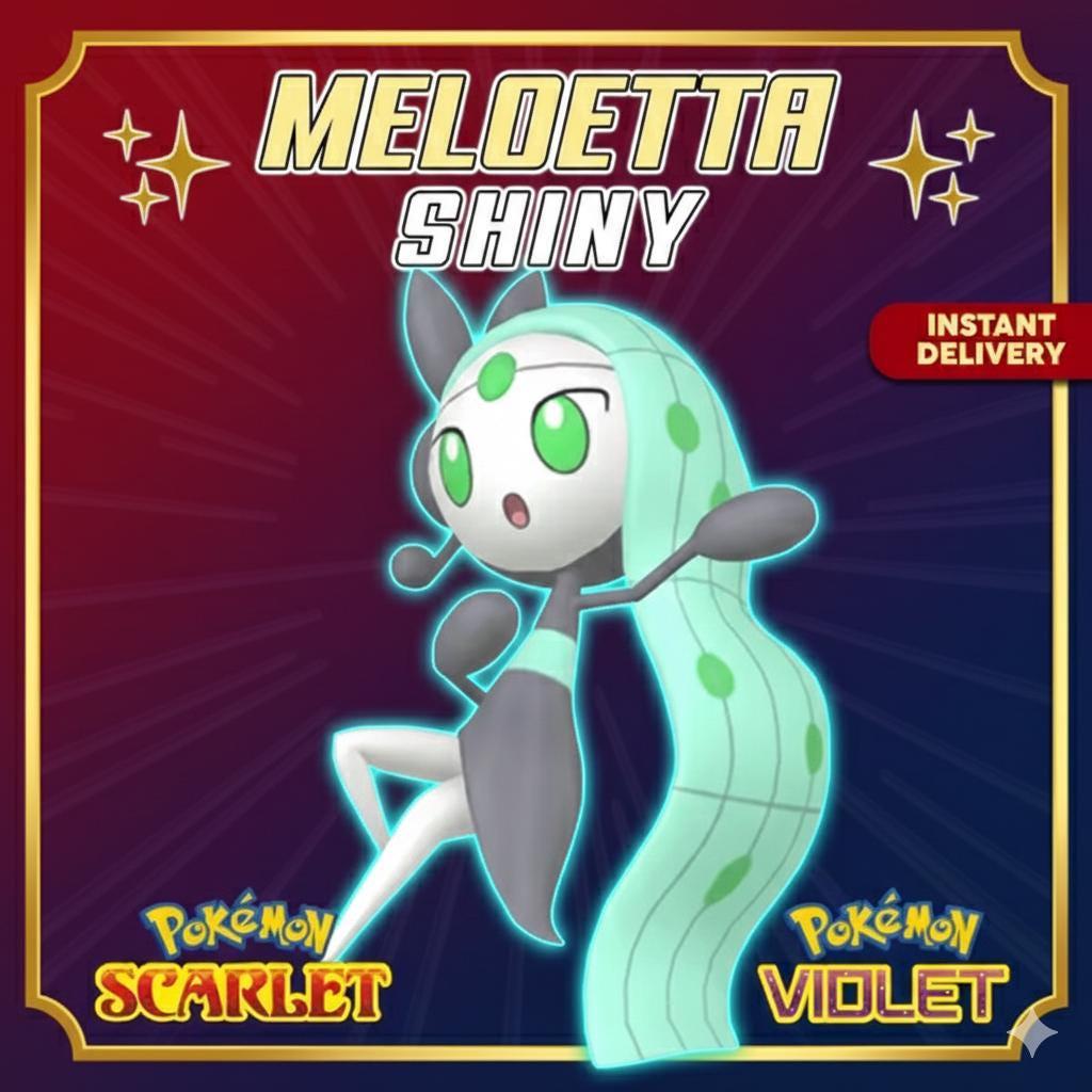 Foto de la carta Pokémon MELOETTA Shiny Pokémon Escarlata y Violeta 6IV Pokémon Competitivo Pokémon Mítico Pokédex Pokérus