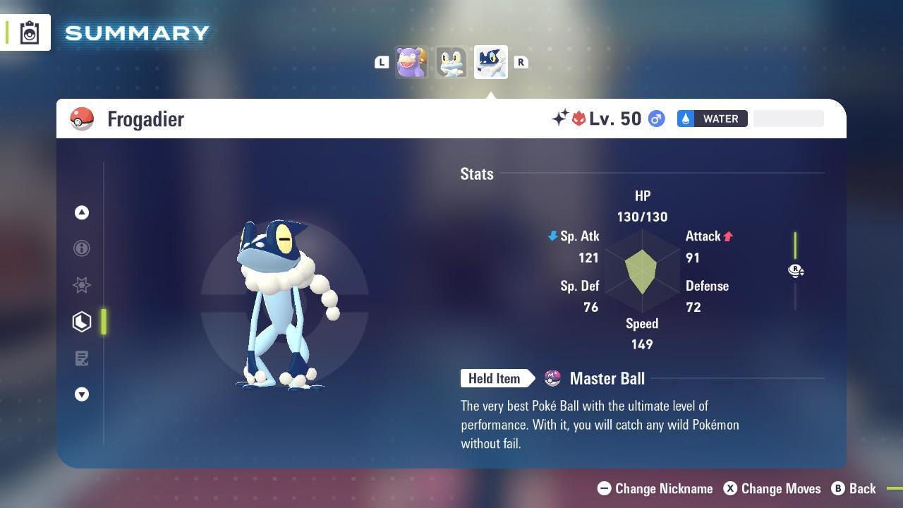Shiny Alpha Frogadier Pokémon Legends ZA 6IV Competitive Battle Ready Pokémon card photo 2