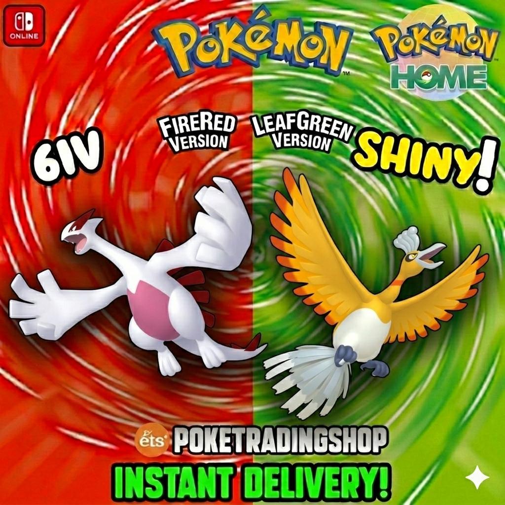 Foto de la carta Pokémon Pokémon FIRERED LEAFGREEN Auténtico LEGENDARIOS Shiny Ho Oh Lugia Transferencia a Pokemon Home Switch 2 30º Aniversario