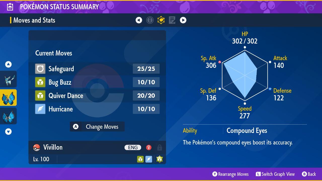 Shiny Marine VIVILLON Pokémon Scarlet and Violet 6IV Competitive Battle Ready Pokémon card photo 2