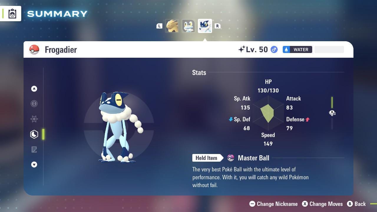 Shiny FROGADIER Pokémon Legends ZA 6IV Competitive Battle Ready Pokémon card photo