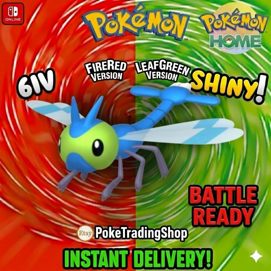 Foto de la carta Pokémon YANMA SHINY Pokémon Rojo Fuego Verde Hoja 6IV listo para la batalla competitivo