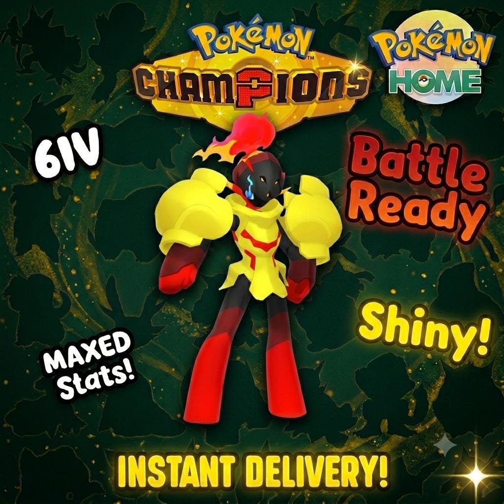 Shiny Armarouge Pokémon Champions 6IV Competitive Battle Ready Pokémon card photo