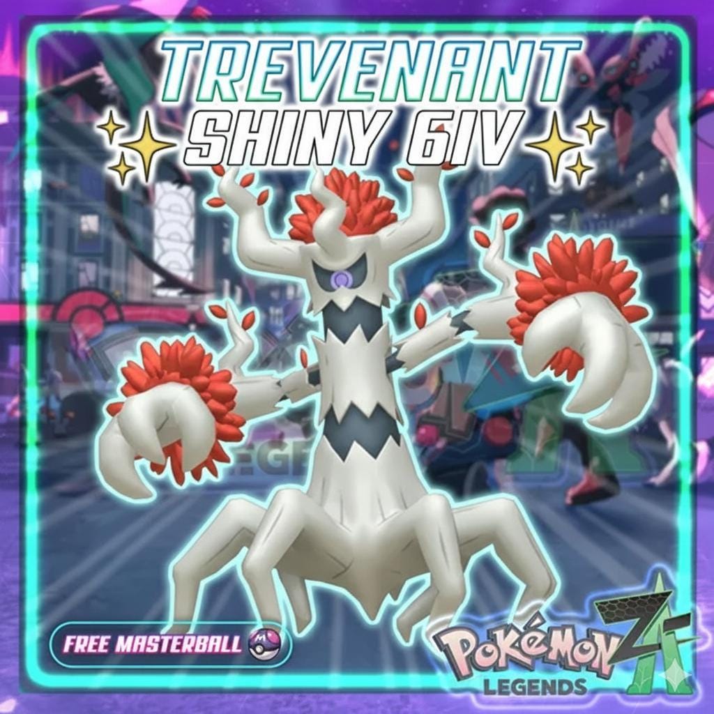 Foto de la carta Pokémon Shiny TREVENANT Pokémon Legends ZA 6IV Listo para el Combate Competitivo