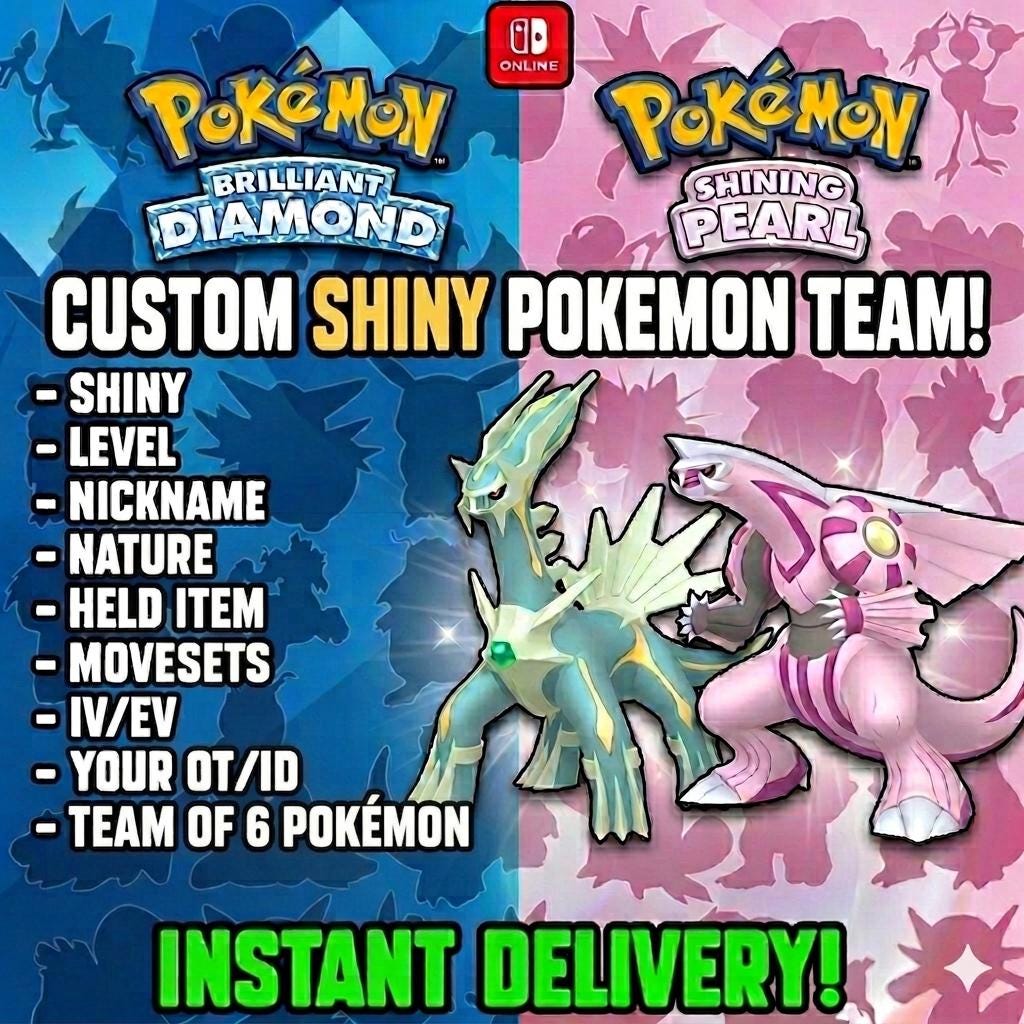 CUSTOM SHINY TEAM 6 Pokemon Diamond Pearl Pokopia Ready Build Your Own Bundle Any Species Battle Ready 6IV Custom Ot Home Transfer Switch 2 Pokémon card photo