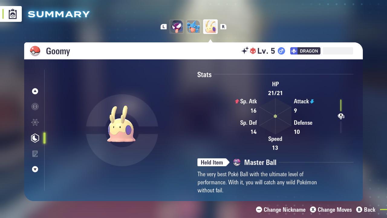 Pokemon Za Lvl 5 Modest SHINY ALPHA 6IV Goomy Pokémon Legends ZA 6IV Competitive Battle Ready Pokémon card photo 2