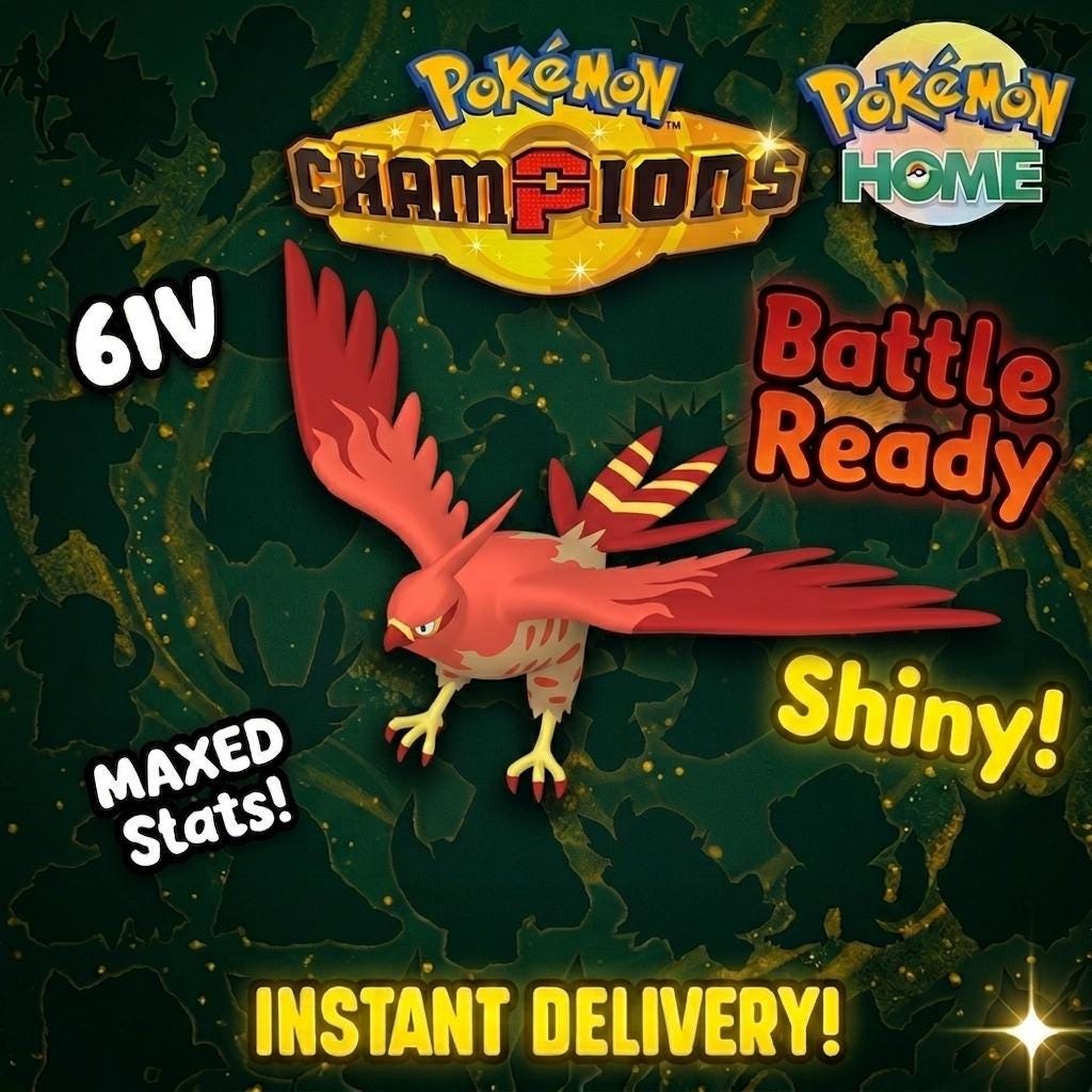 Shiny Talonflame Pokémon Champions 6IV Competitive Battle Ready – Champions Pokémon card photo