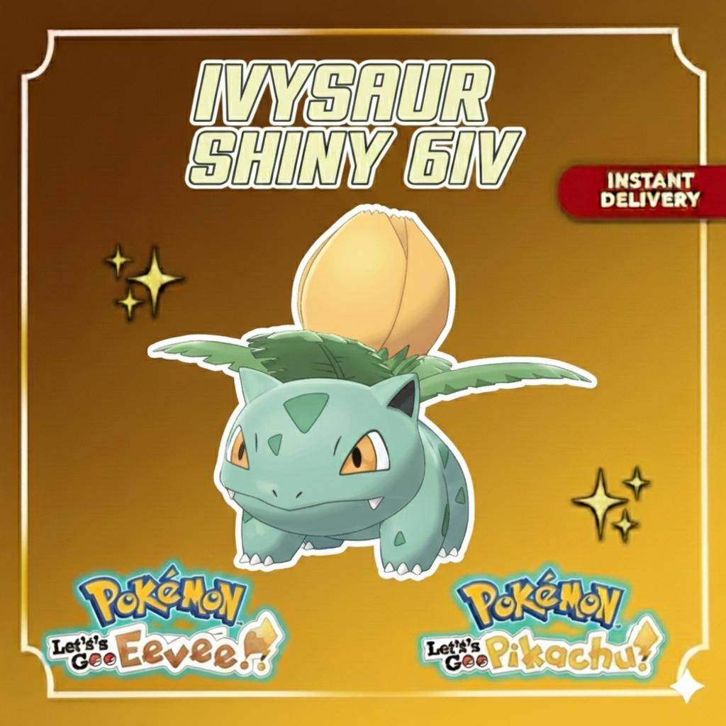 Shiny IVYSAUR Pokémon Lets Go Pikachu Eevee 6IV Competitive Battle Ready – Pokémon Let's Go Pokémon card photo