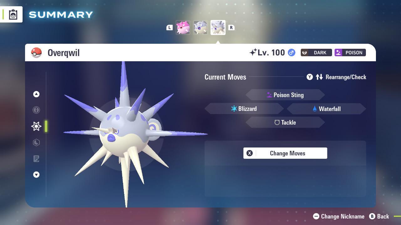 Foto de la carta Pokémon Overqwil Variocolor Pokémon Legends ZA DLC Mega Dimension 6IV Listo para el Combate Competitivo 3