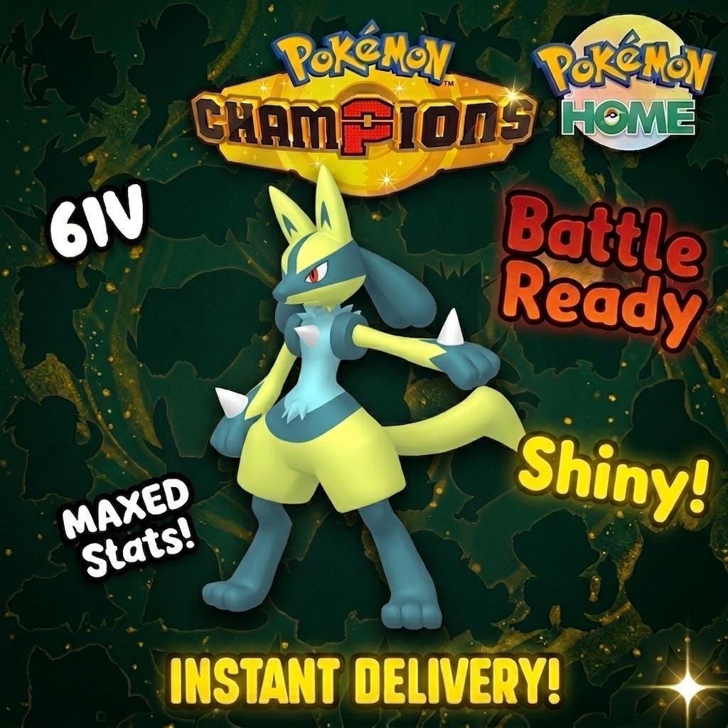 Shiny Lucario Pokémon Champions 6IV Competitive Battle Ready – Champions Pokémon card photo