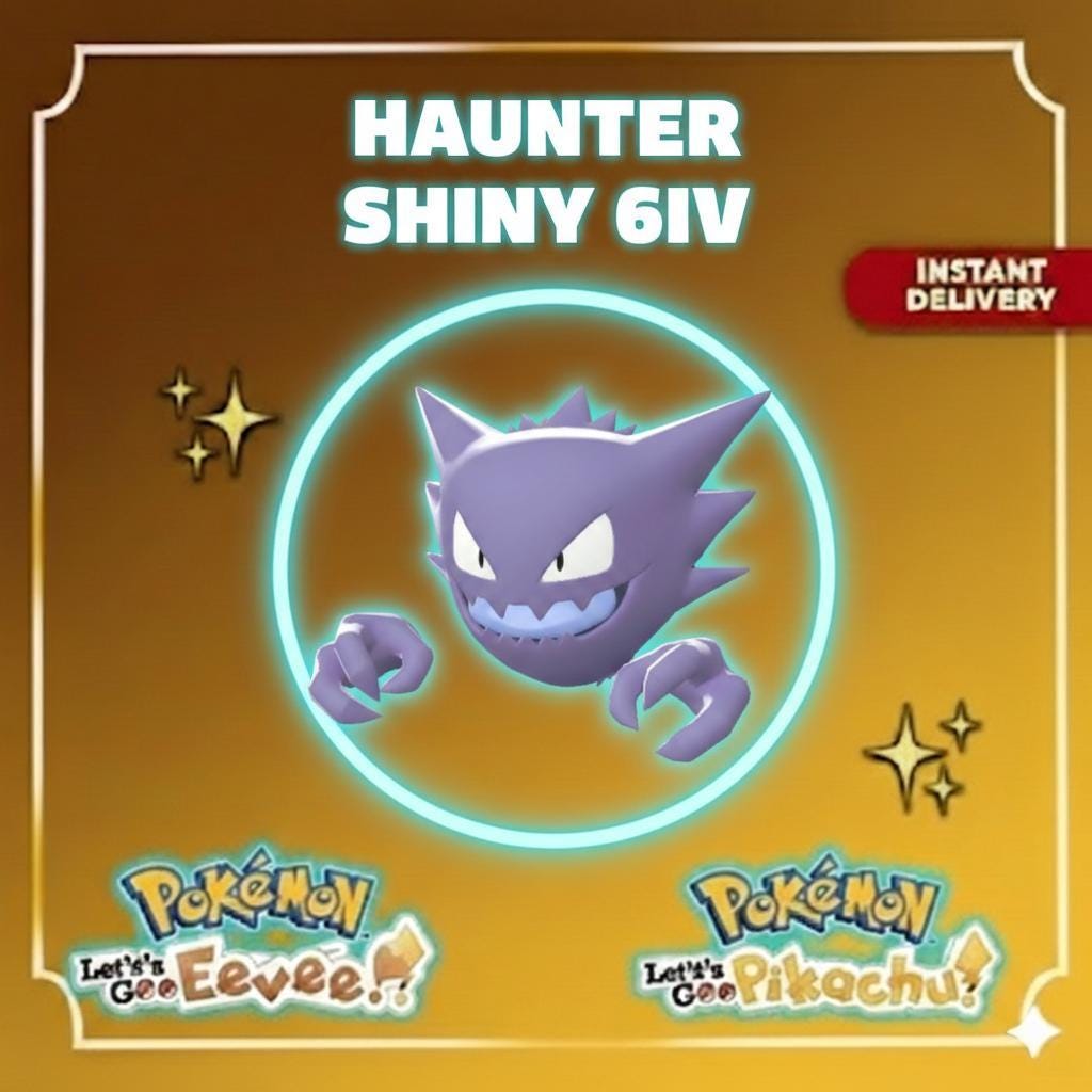 Shiny HAUNTER Pokémon Lets Go Pikachu Eevee 6IV Competitive Battle Ready – Pokémon Let's Go Pokémon card photo