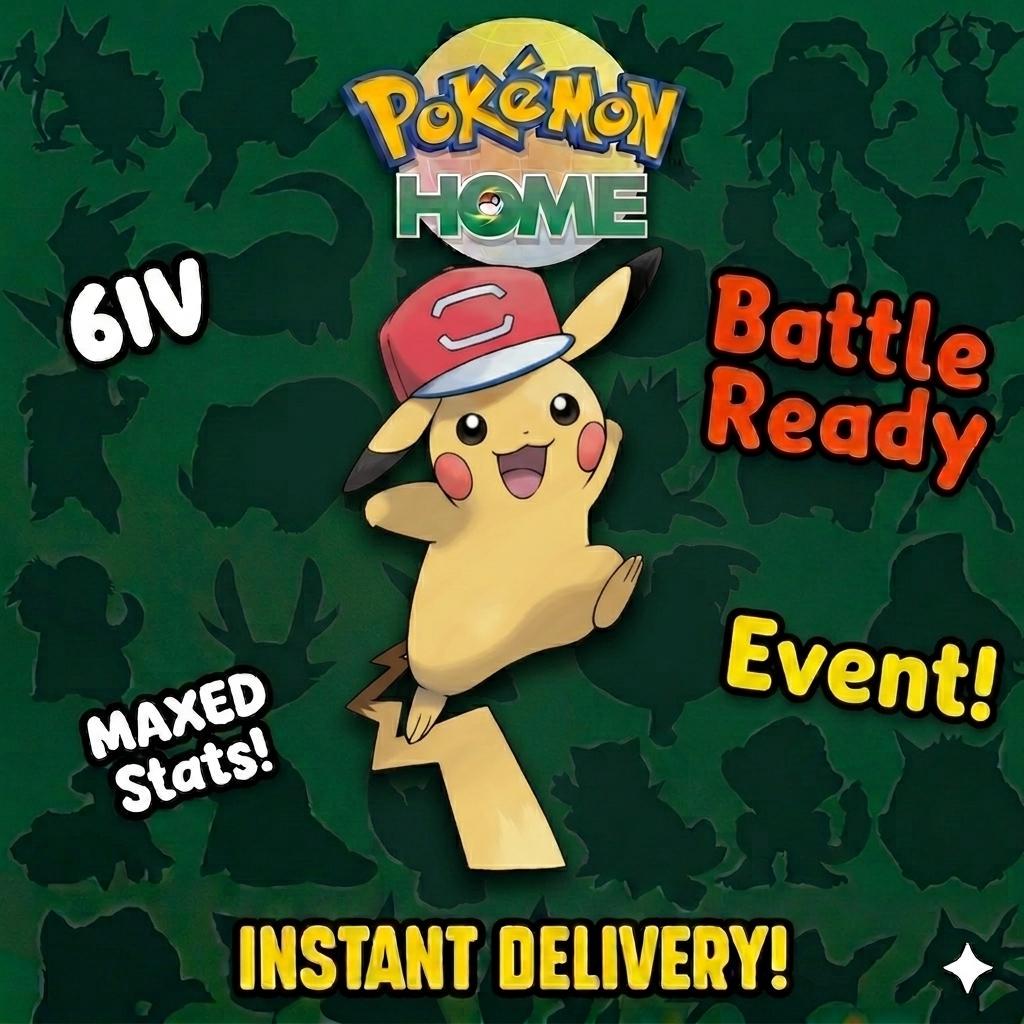 Pokemon Home ASH PIKACHU EVENT Alola Cap 6IV Pokemon Scarlet Violet Pokemon Sword Shield, Pokemon Lets Go, Pokemon Legends Arceus – Legends Arceus Pokémon card photo