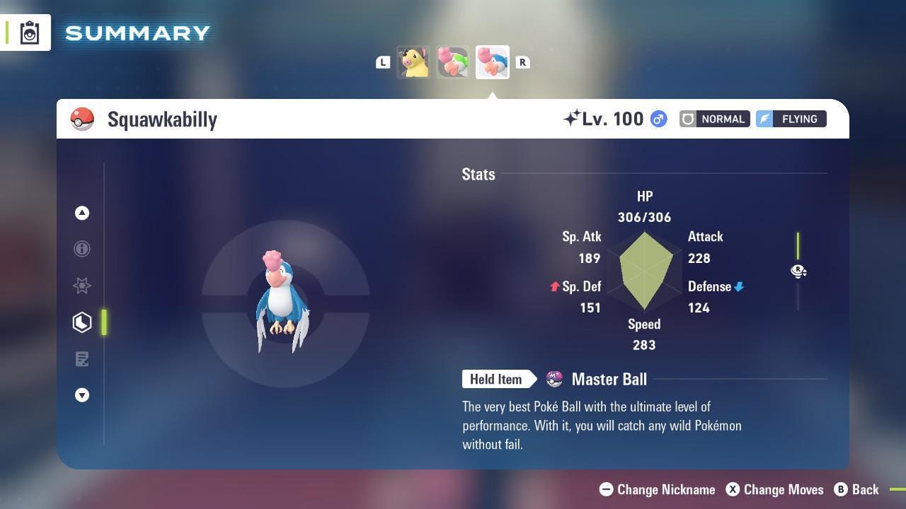 Foto de la carta Pokémon Squawkabilly Azul variocolor 6IV Listo para el combate competitivo