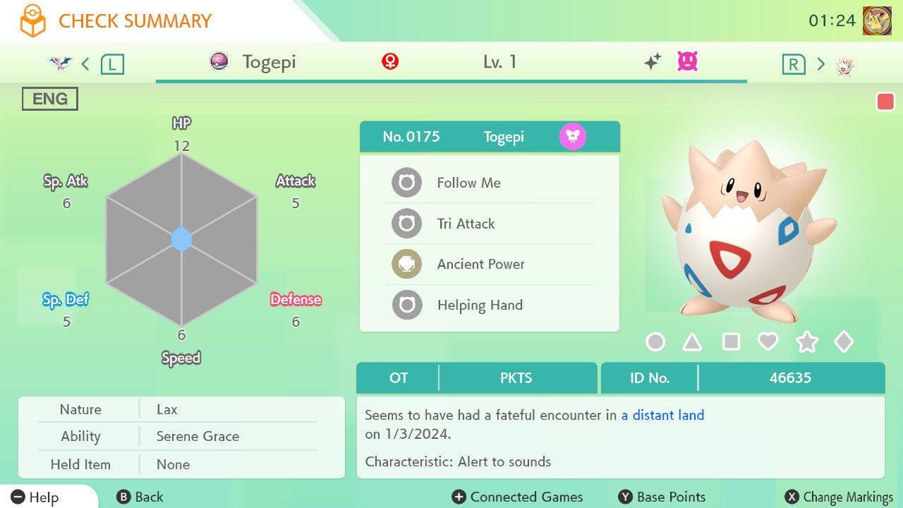 Shiny TOGEPI Pokémon HOME 6IV Competitive Battle Ready – Pokémon HOME Transfers Pokémon card photo