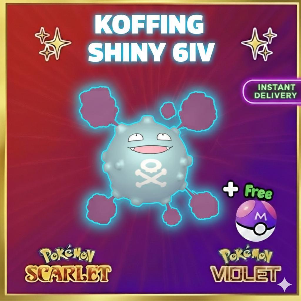 Foto de la carta Pokémon Pokemon Escarlata Púrpura Shiny 6iv Koffing Listo Para la Batalla Ev Entrenado Ot Personalizado Sv Intercambio ENTREGA RÁPIDA LISTO