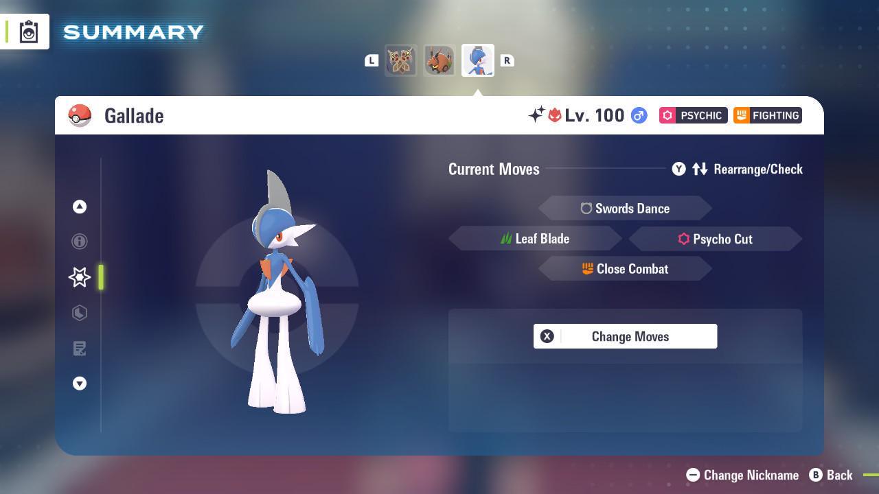Foto de la carta Pokémon Gallade Alfa Shiny Pokémon Leyendas ZA 6IV Competitivo Listo para la Batalla 4