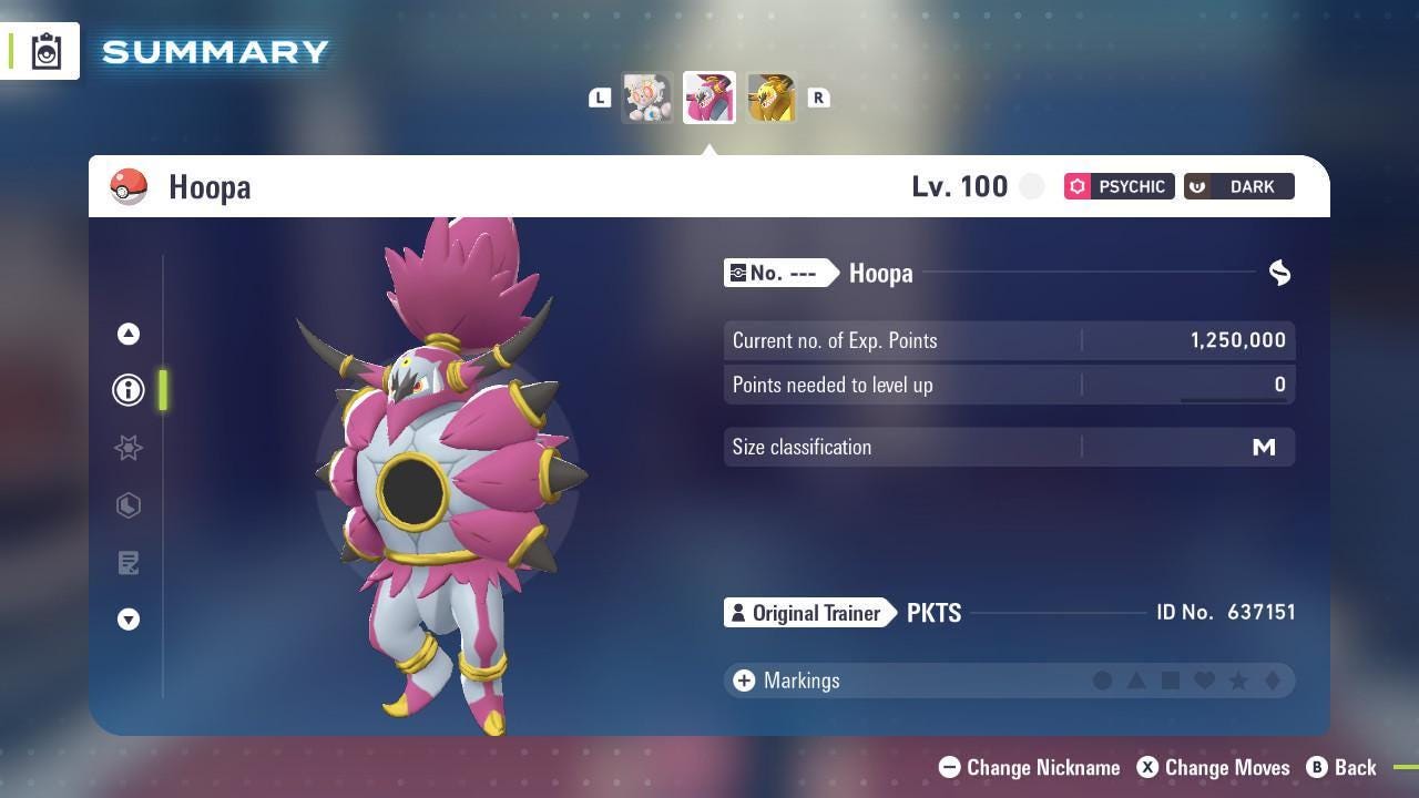 Foto de la carta Pokémon Shiny Hoopa Desatado Pokémon Legends ZA 6IV Listo para el Combate Competitivo 3