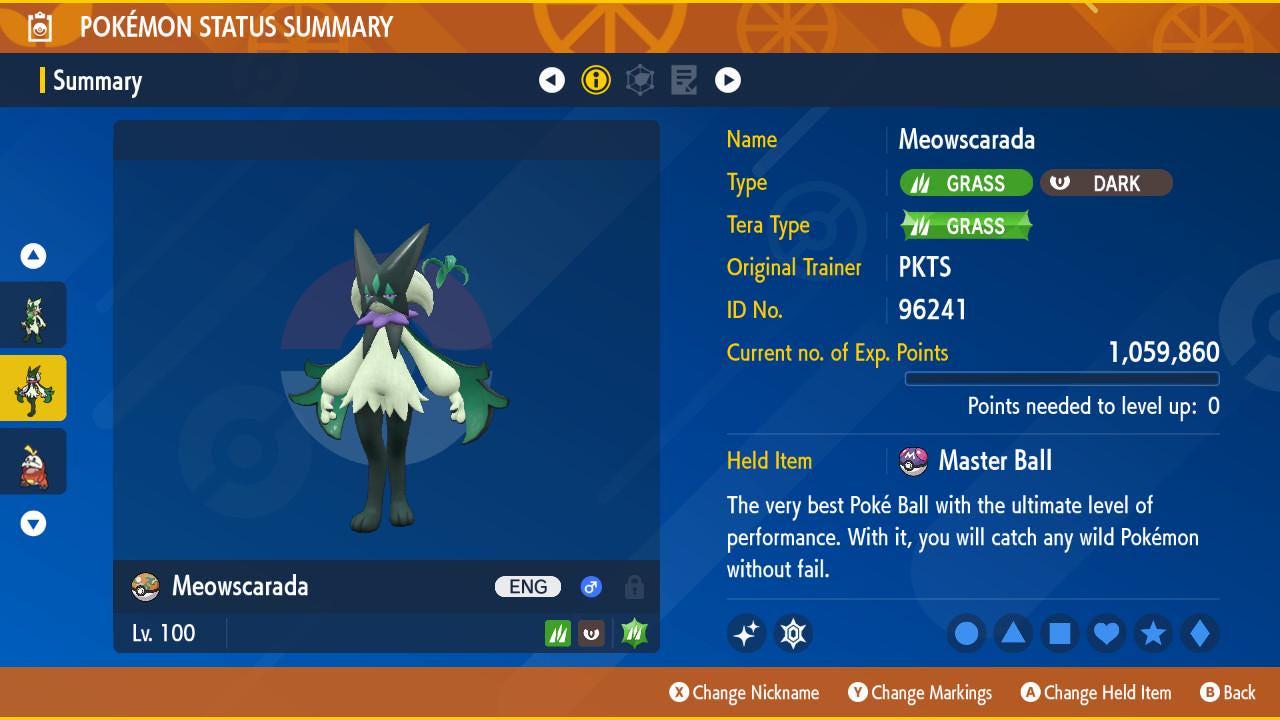 Shiny MEOWSCARADA Pokémon Scarlet Violet 6IV Competitive Battle Ready Pokémon card photo