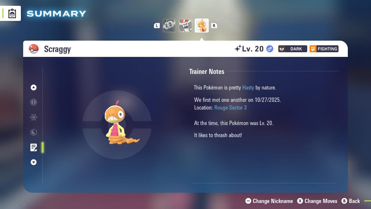 Shiny SCRAGGY Pokémon Legends ZA 6IV Competitive Battle Ready Pokémon card photo 4