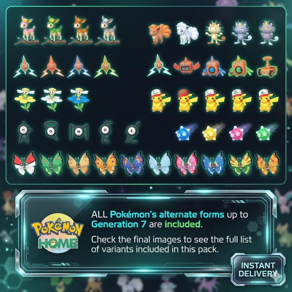Complete Pokemon HOME Shiny Living Dex Gen 1 to 7 Finish Your Pokedex Fast Every Form Legendary Mythical Collection Pokémon card photo 4