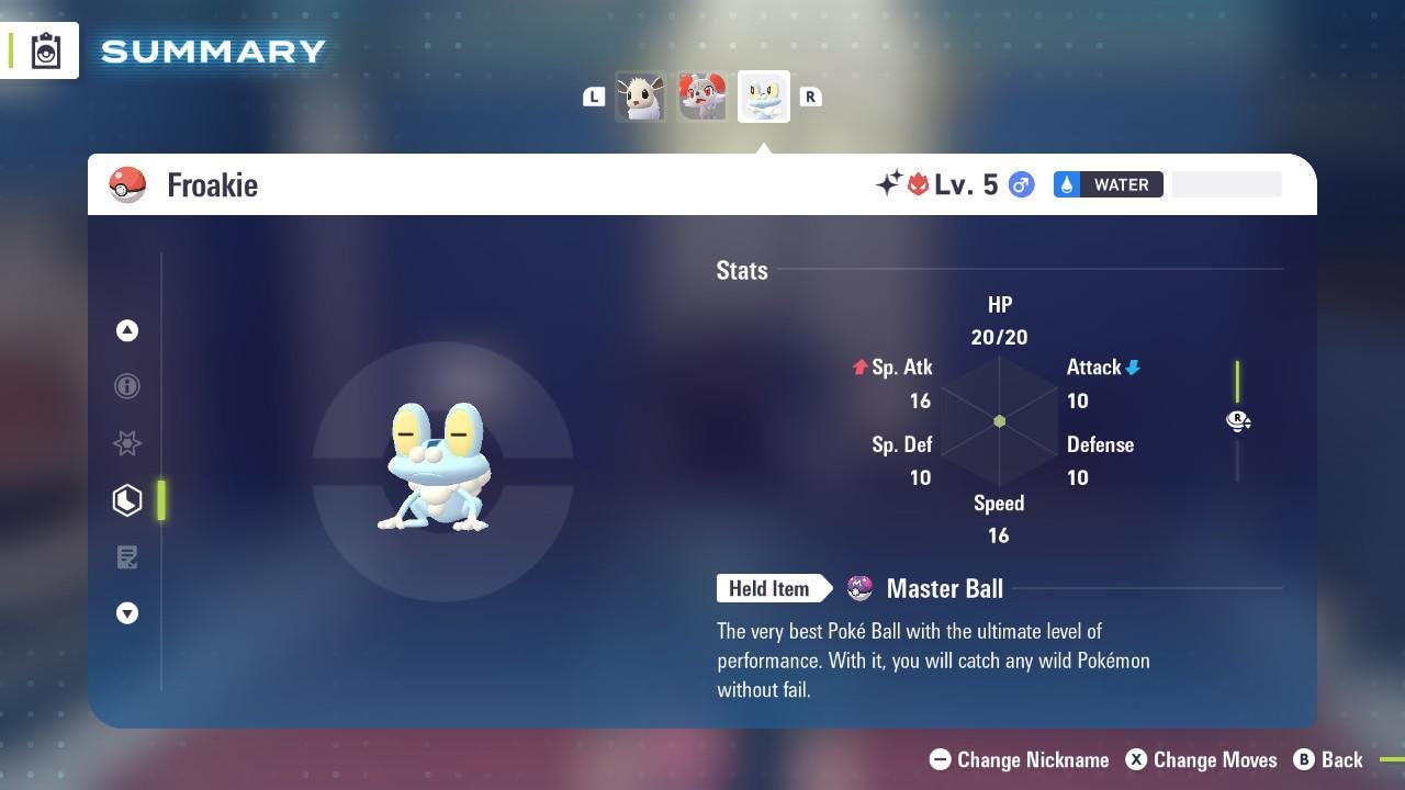 Фото покемона Pokémon Legends ZA Shiny Froakie 6IV Готов к соревновательным боям Обмен на Switch 2