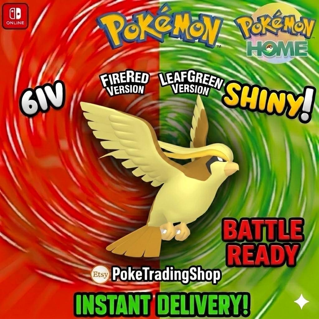 Foto de la carta Pokémon PIDGEOT variocolor Pokémon Rojo Fuego Verde Hoja 6IV listo para la batalla competitiva