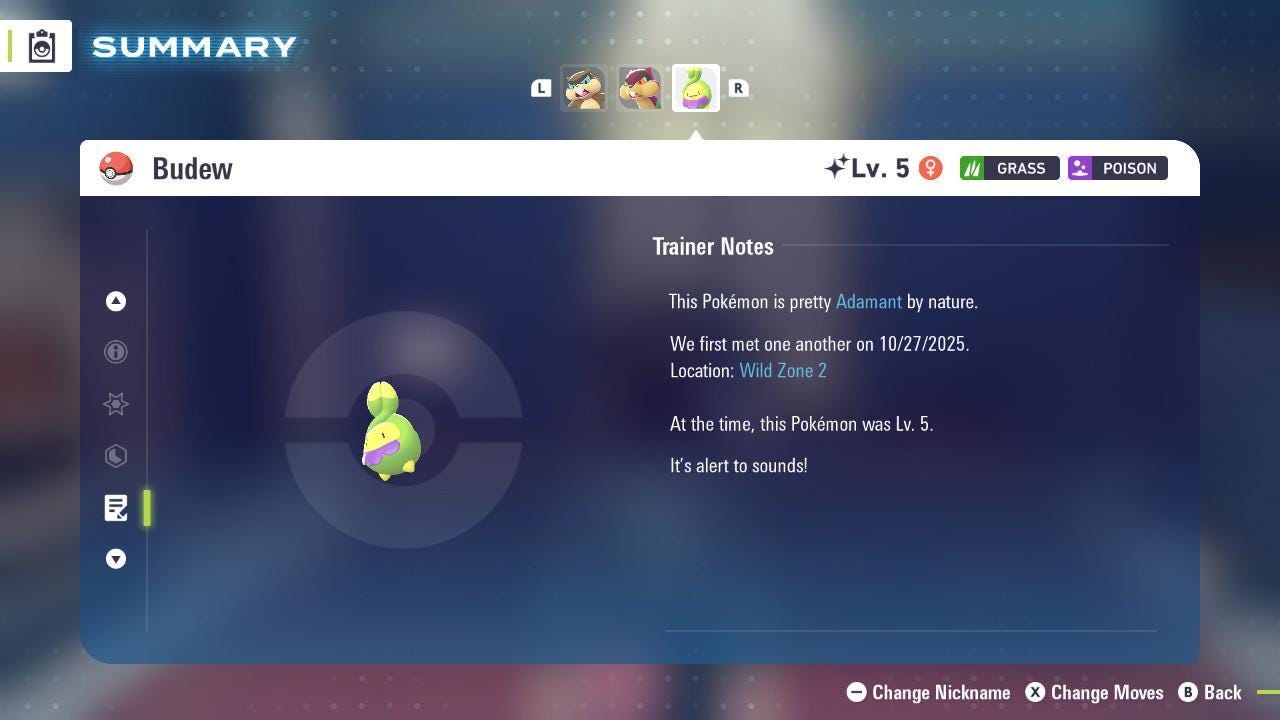 Foto de la carta Pokémon BUDEW Shiny Pokémon Legends ZA 6IV Competitivo Listo para la Batalla 4