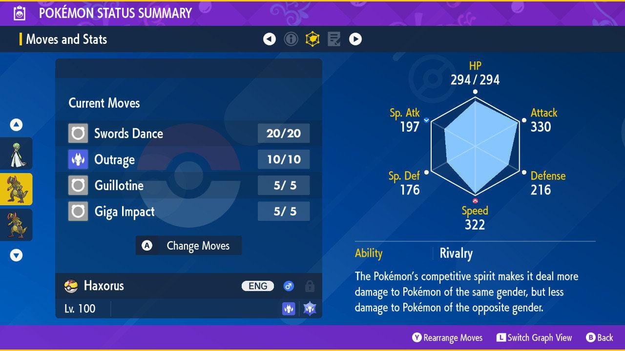 Фото покемона Shiny HAXORUS Pokémon Scarlet Violet 6IV Готовый к сражению 2